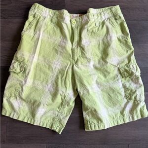 Men's Lime Checkered Cargo Shorts